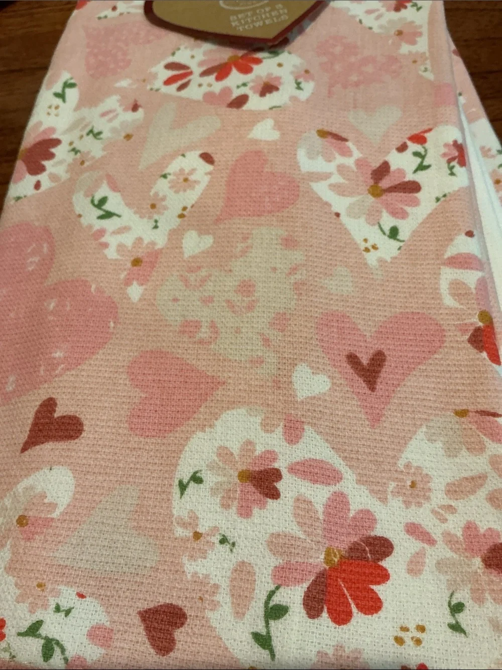 Valentines Day Pink Heart Kitchen Towels  Set of 3